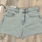 We Wore What NWT  Blue Denim Jean Shorts High Rise Light Wash Cutoff Hem Size 26 Photo 0
