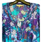 Rebecca Taylor Silk Purple Blue Floral 3/4 Sleeve Peasant Dress Size 4 Photo 2