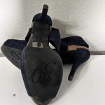 Luna Pedro Garcia  Navy Suede Cut Out Peep Toe Platform Heels Size 39 / 8.5 Photo 9