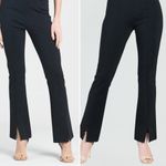 Clara Sun Woo Stretch Ponte Knit Kick Front Slit Black Pull on Pants Photo 3