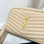 Saint Laurent Authentic Grain De Poudre Matelasse Chevron Lou Crossbody Bag Photo 3