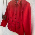 Vintage Dressbarn Red Polyester‎ Jacket Black Size 8 Photo 4