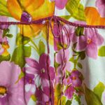 Hawaiian Pink Floral V Neck Puff Sleeve Empire Waist Maxi Dress XS (see meas) Photo 3