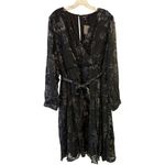 Torrid Size 2X Black Floral Embroidered Long Sleeve Wrap Dress With Tie Belt Photo 3