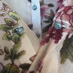 Aratta Silent Journey Velvet Burnout Floral Button Up Shirt Tunic XS Artsy Boho Pink Photo 6