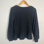 Maeve  by Anthropologie black V-Neck Ruched Sweatshirt peplum size medium Photo 6