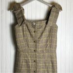 Sorry, Too Much Love Plaid Dress with Buttons and Bow Strap Brown Photo 1