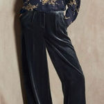 Sundance ✨ Crushed Velvet Silk Blend Wide Leg Black Sz 14 Pants✨ Photo 0