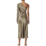 Bec & Bridge  Classic Silk Asym Midi Dress Green One Shoulder Size 6 Photo 10