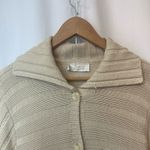 Vintage Sirio Italy Merino Wool Knit Beige Cream Button Fringe Cardigan Sweater Size L Photo 1