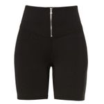 Heroine Sport Black Stretchy Bike Shorts Silver Front Zipper Athletic size Large Photo 2