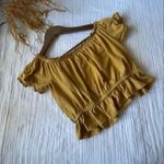 American Eagle  Off The Shoulder Boho Printed Bardot Yellow Top Photo 2