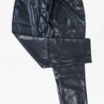 Avec Les Filles Black Faux Leather Belted High Rise Straight Pants Size Medium Photo 0