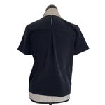 Everlane Womens Blouse Top Size 0 Black Pleated Minimalist Button Short Sleeve Photo 2