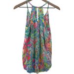 Lilly Pulitzer Lacy Tank Top Surf Gypsea Women XS Keyhole Back Tropical Floral Photo 2