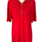 Susan Graver red quarter zip collared short sleeve stretchy top women's size S Photo 1