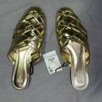 of Zara Metallic Woven Mules in gold. Gold Size 7.5 Photo 2