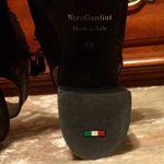 Nero Giardini Leather Black Lace Up Side Zip Peep Toe 3” Block Heels EUC 7.5 EUR 38 Photo 6