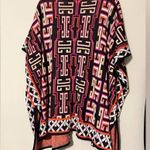 Crown & Ivy  one size women’s cape poncho shrug geometric pattern blue pink gold Photo 6