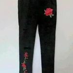 Floral Crochet Black Distressed Jegging Black Size undefined Photo 0