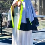 Handmade Grey Cape Colorblocking with Neon Trim | Snap Closure and Pocket Poncho Photo 6