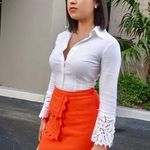 Victoria Beckham NWT Tarjeta Orange Scallop Pocket Stretch Knit Mini Skirt L Photo 0