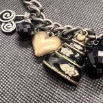 Tutti Frutti Vtg  Necklace Silver tone W/ Charms, Hearts Beads Flower Gold Tassel Photo 1