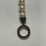 VINTAGE JUDITH JACK MARCASITE PEARL Toggle Bracelet WATCH Black Photo 12