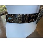 Leather Belt Western Concho Turquoise Studs Buckle Decoration Sz M Please Read Black Photo 4