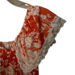 Vintage Handmade 70s Floral Red White Ruffle Lace neck cottagecore boho western Size M Photo 2