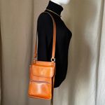 American Vintage Vintage Stone Mountain Tan Leather Shoulder Bag Small Organizer Pouch USA Photo 7