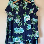 Talbots Top and Skirt Set Womens Lg/14 Blue Green Floral A-line Summer Spring Photo 0