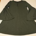 Love Riche  Black Ribbed Bell Wide Sleeve Swing Shift Knee Dress Size MEDIUM Boho Photo 9