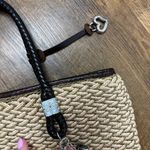 Brighton Woven Straw Shoulder Bag Olive Tan Charms Leather Photo 2