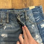 American Eagle  Vintage High Rise Festival Jean Shorts Sz 0 Distressed Patchwork Photo 8
