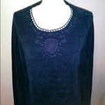 Erika  navy blue super soft embroidered sweater Photo 3