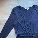 Boden USA Boden Jersey Long Sleeves Waist Tie Belted Midi Navy Blue Dress Size 8 Stretch Photo 2
