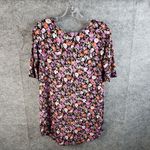Agnes & Dora  Hi Lo Tee Blouse Women' s Large Purple Orange Floral Photo 1
