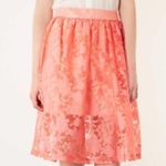 Topshop Burnout Coral Peach Floral Midi Skirt Photo 1