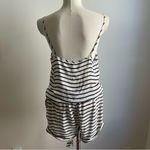 J.Crew Silk Shorts Romper Black White Striped Tie Front Adjustable Medium Photo 4