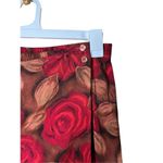 Vintage Sag Harbor Petite Red Roses Brown Long Skirt Faux Wrap Size M Size M Photo 2