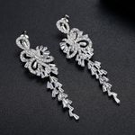 Bridal Earring Crystal With CZ Stone/ Fine Silver Plated Photo 2
