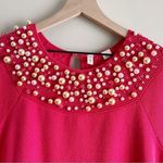 Anthropologie Moth Brienne Pearl Holiday Sweater in Red, Size Medium Photo 2