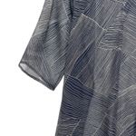 Robbie Bee Woman Duster Cardigan 20W Silk Sheer Open Front Navy Abstract Print Photo 3