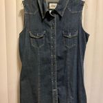 Live a Little LAL Women's Denim Dress Long Shirt Size Large Sleeveless Cotton 30" Length Photo 1