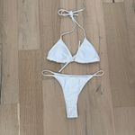 Women's Bikini Set Size S White Triangle Top Tie‎ Side Bottom Swim Sexy Minimal Photo 1