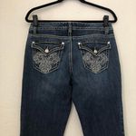 Nine West Dark wash low rise bootcut jeans silver embroidery rhinestones Size 4/27 Measurements in pics, excellent condition Photo 1