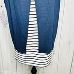 Crosby Women's Navy Striped Sleeveless Double Layer Linen Blend Tank Top Sz XL Blue Photo 8