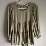 American Eagle  Long Sleeve Olive Baby Doll Open Button Back Lightweight Size XS Photo 2