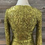 Theia Green Sequin Mesh Faux Wrap MIDI Dress 3/4 Length Sleeve Size 4 NWT Photo 7